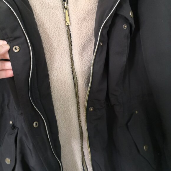 Koolaburra by UGG Sherpa Hood Jacket Tan/Black Women's XL - Picture 6 of 12